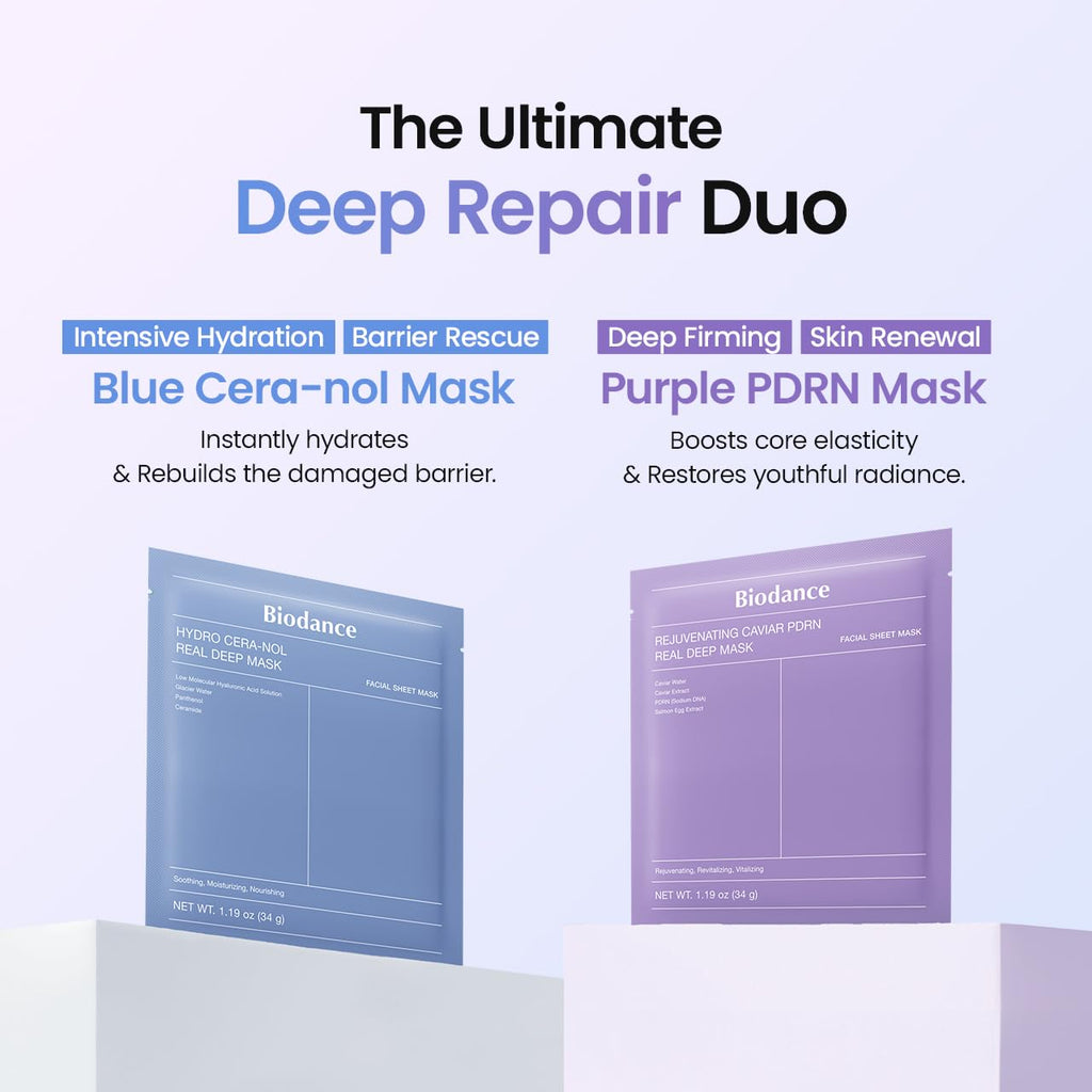 BIODANCE Barrier Rescue Duo: Caviar PDRN & Ceramide Panthenol Real Deep Overnight Gel Mask for Hydrating Plumping for Glass Skin, Korean Skin Care, Skin Care Set